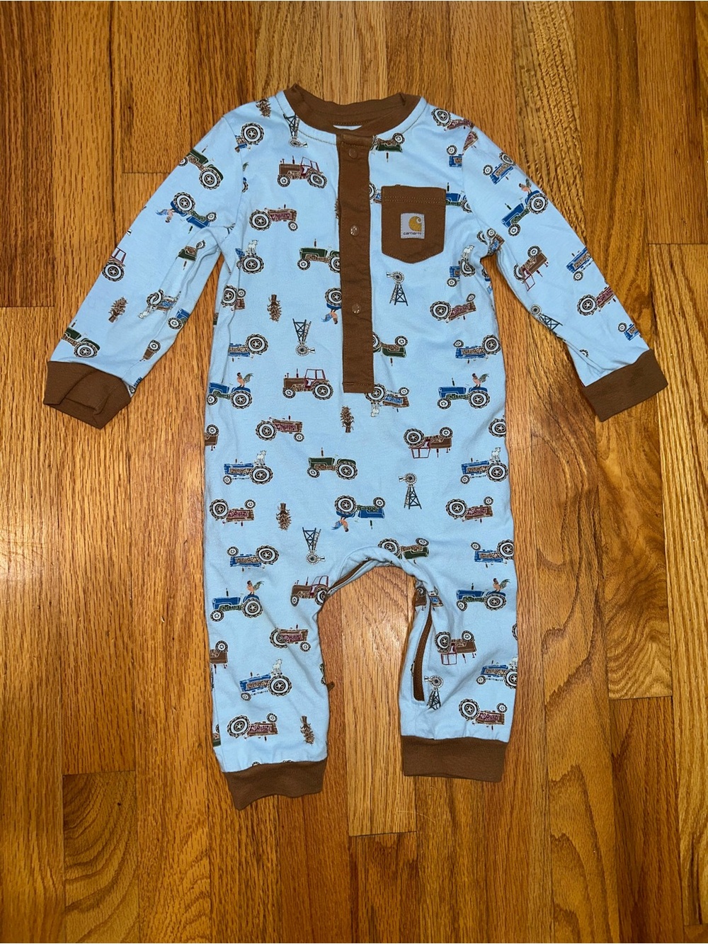 Baby Boys Carhartt Coverall Tractor Print 9M - Picture 1 of 3